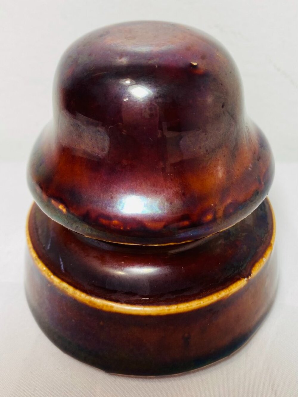 VNTG Insulator Brown Glazed Ceramic/Porcelain 3.5" Stepped Petticoat Profile